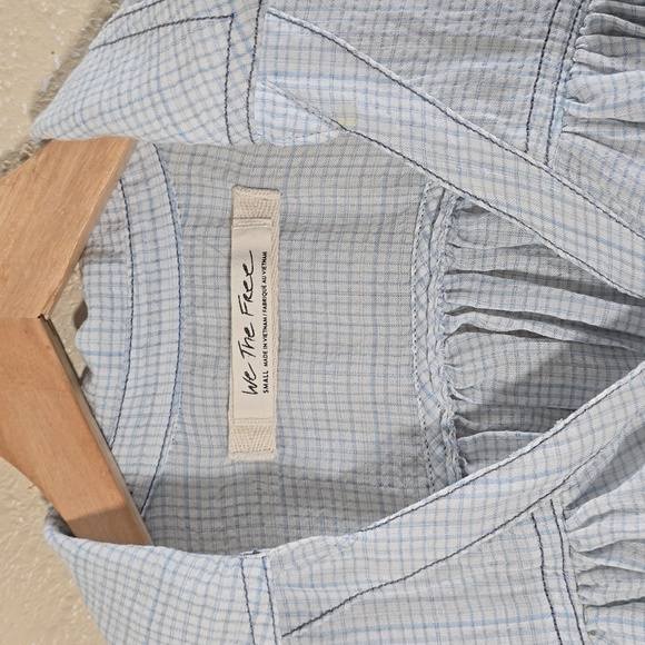 Women's Light Blue Checkered Top - Picture 3 of 9